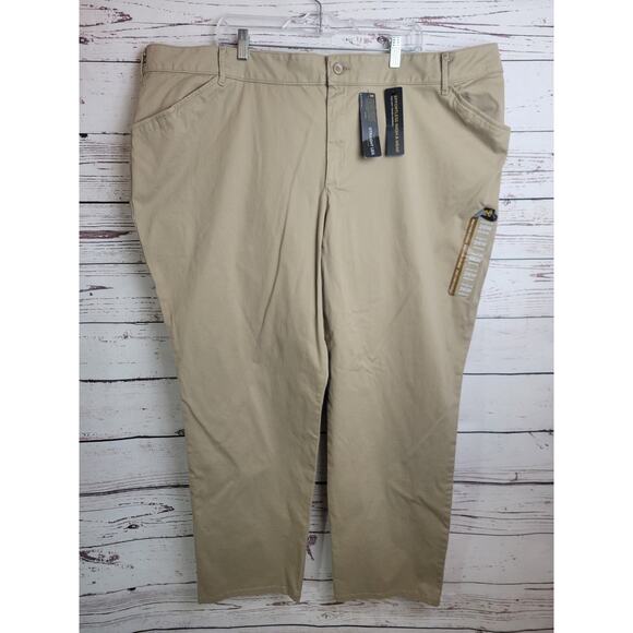 NWT Lee Tan Chino Straight Leg Relaxed Fit Mid Rise Pants Women's Plus Size 26W - Picture 1 of 13